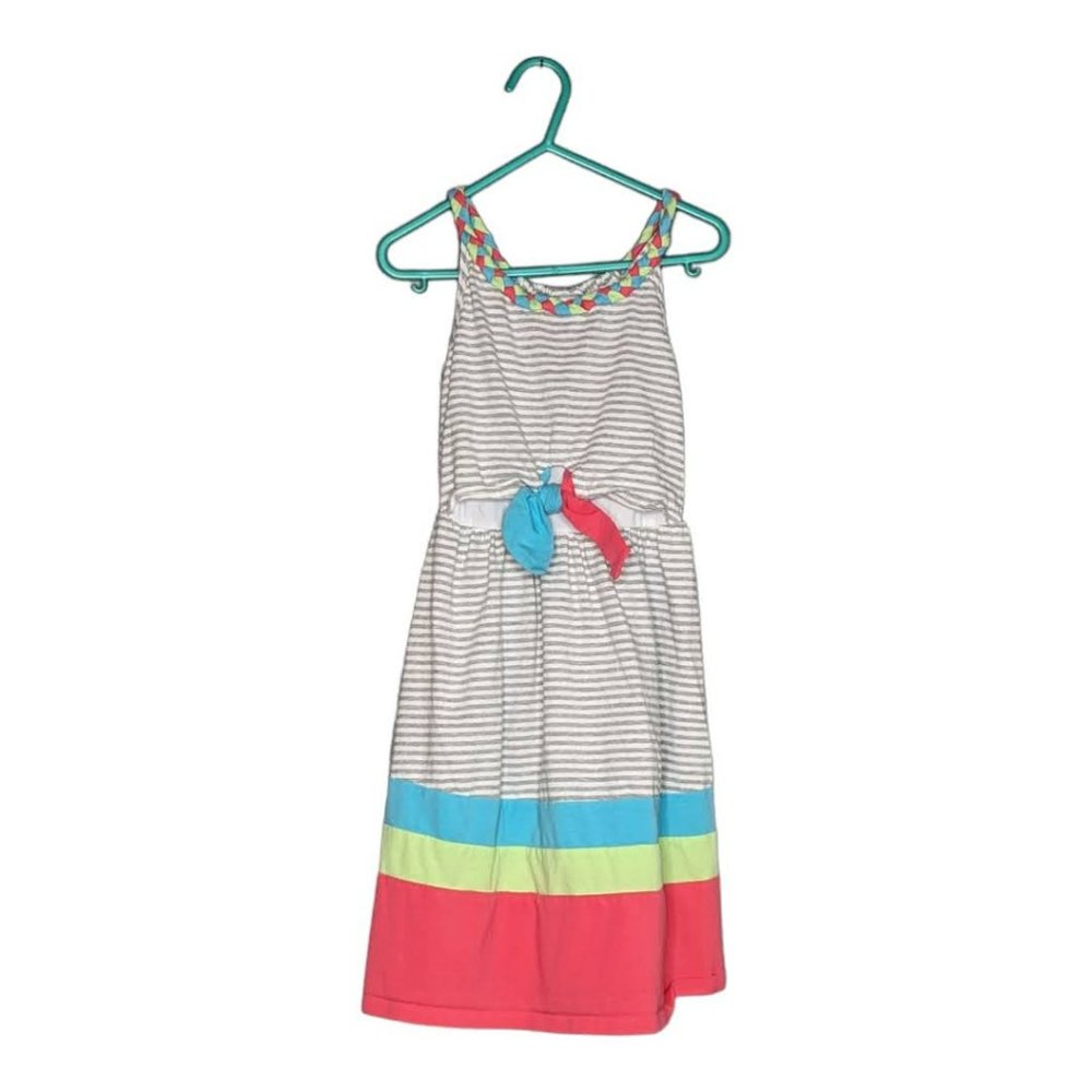 Jona Michelle Girls White Striped Dress Size 6